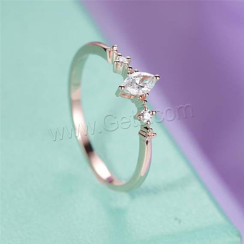 Brass Finger Ring, rose gold color plated, different size for choice & for woman & with rhinestone, Sold By PC