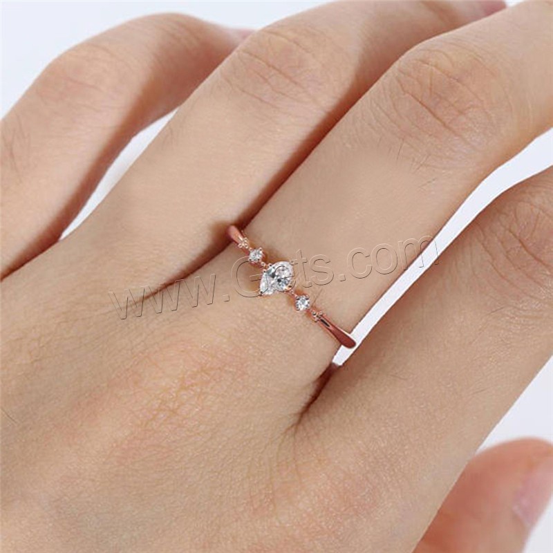 Brass Finger Ring, rose gold color plated, different size for choice & for woman & with rhinestone, Sold By PC