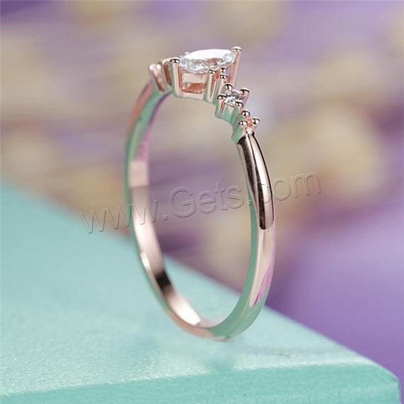 Brass Finger Ring, rose gold color plated, different size for choice & for woman & with rhinestone, Sold By PC