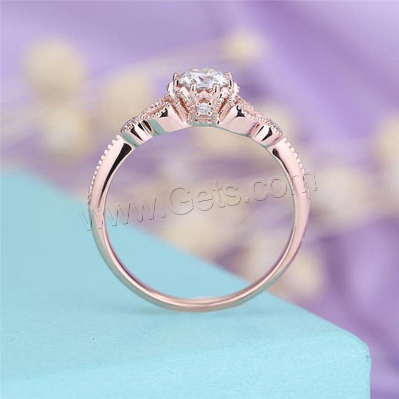 laiton bague, Plaqué de couleur d'or rose, normes différentes pour le choix & pour femme & avec zircone cubique, Vendu par PC