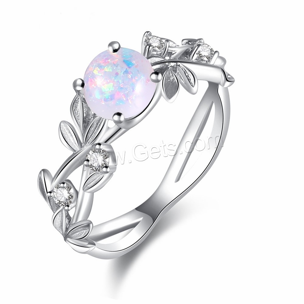 Brass Finger Ring, with Opal, platinum plated, different size for choice & for woman & with rhinestone, 7mm, Sold By PC