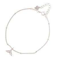 Pulseras de Plata Estelina, plata de ley 925, con 1.18lnch extender cadena, Cola de sirena, chapado en platina real, giro oval & para mujer & con diamantes de imitación, longitud:aproximado 5.9 Inch, Vendido por Sarta