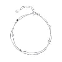 Pulseras de Plata Estelina, plata de ley 925, con 1.18lnch extender cadena, cadena oval & cadena de la serpiente & para mujer & 2-sarta, longitud:aproximado 6.3 Inch, Vendido por Sarta