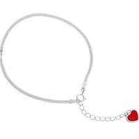 Pulseras de Plata Estelina, plata de ley 925, con 1.37lnch extender cadena, Corazón, chapado en platina real, cadena de la serpiente & para mujer & esmalte, longitud:aproximado 5.7 Inch, Vendido por Sarta