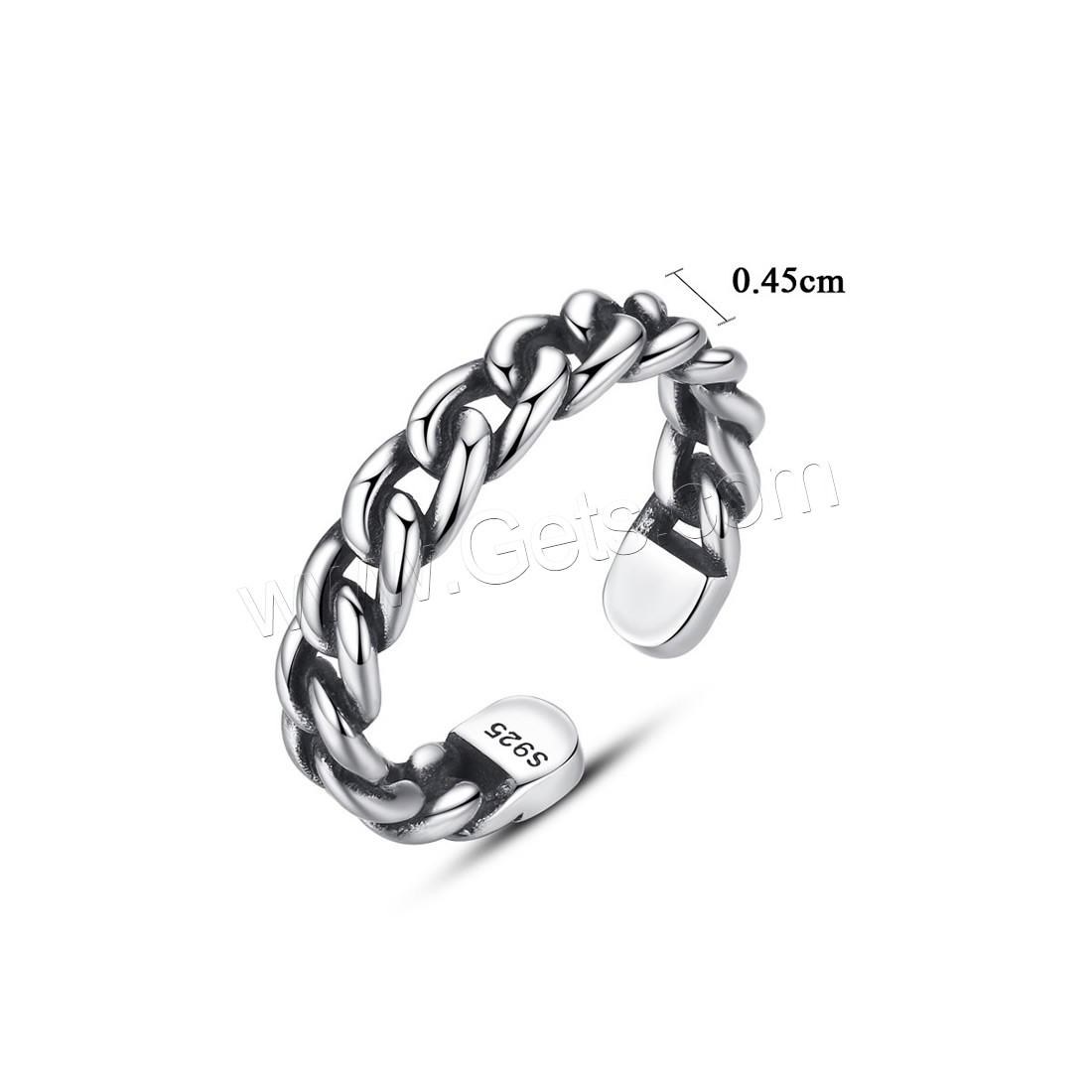 Thailand Sterling Silver Finger Ring, adjustable & different size for choice & for woman, 4.5mm, Sold By PC