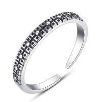 Thailand Sterling Silver Finger Ring, adjustable & for woman & blacken, 3mm, US Ring 