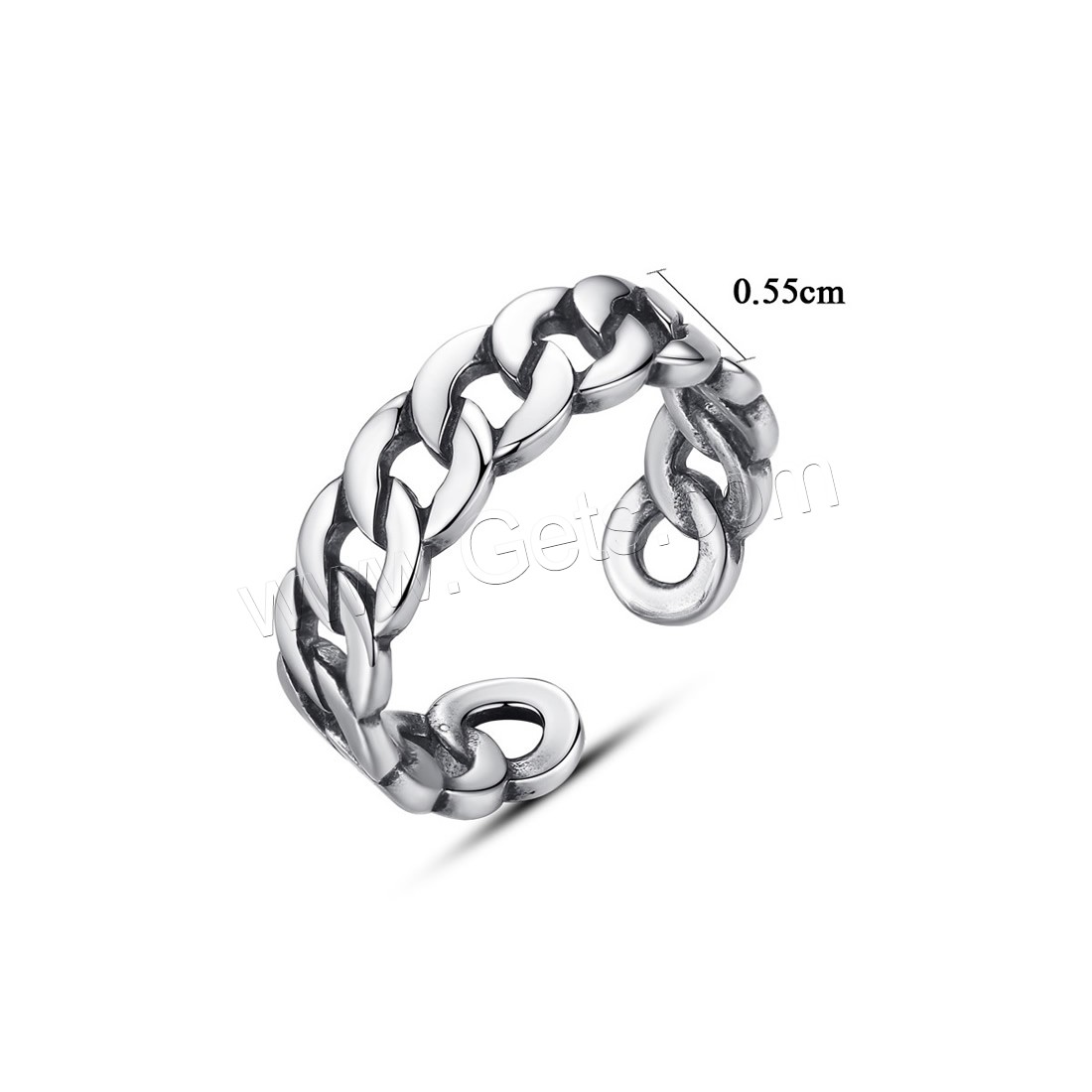 Anillo de dedo de plata de rey de Tailandia, unisexo & ajustable & diverso tamaño para la opción & ennegrezca, 5.5mm, tamaño:6-8, Vendido por UD