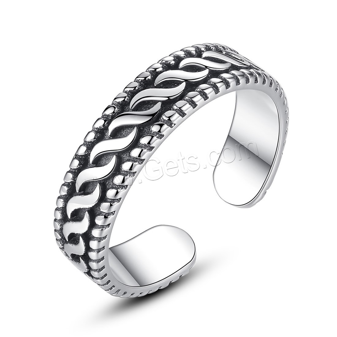 Thailand Sterling Silver Finger Ring, Unisex & adjustable & different size for choice & blacken, 4mm, Sold By PC