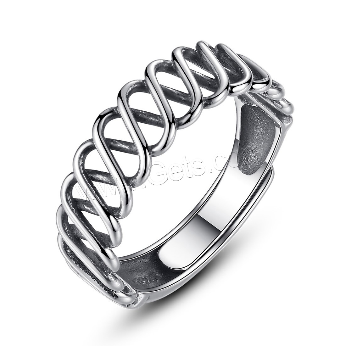 Thailand Sterling Silver Finger Ring, Unisex & adjustable & different size for choice & blacken, 4mm, Sold By PC