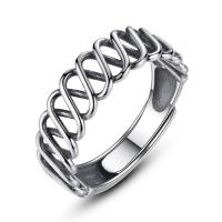 Thailand Sterling Silver Finger Ring, Unisex & adjustable & blacken, 4mm 