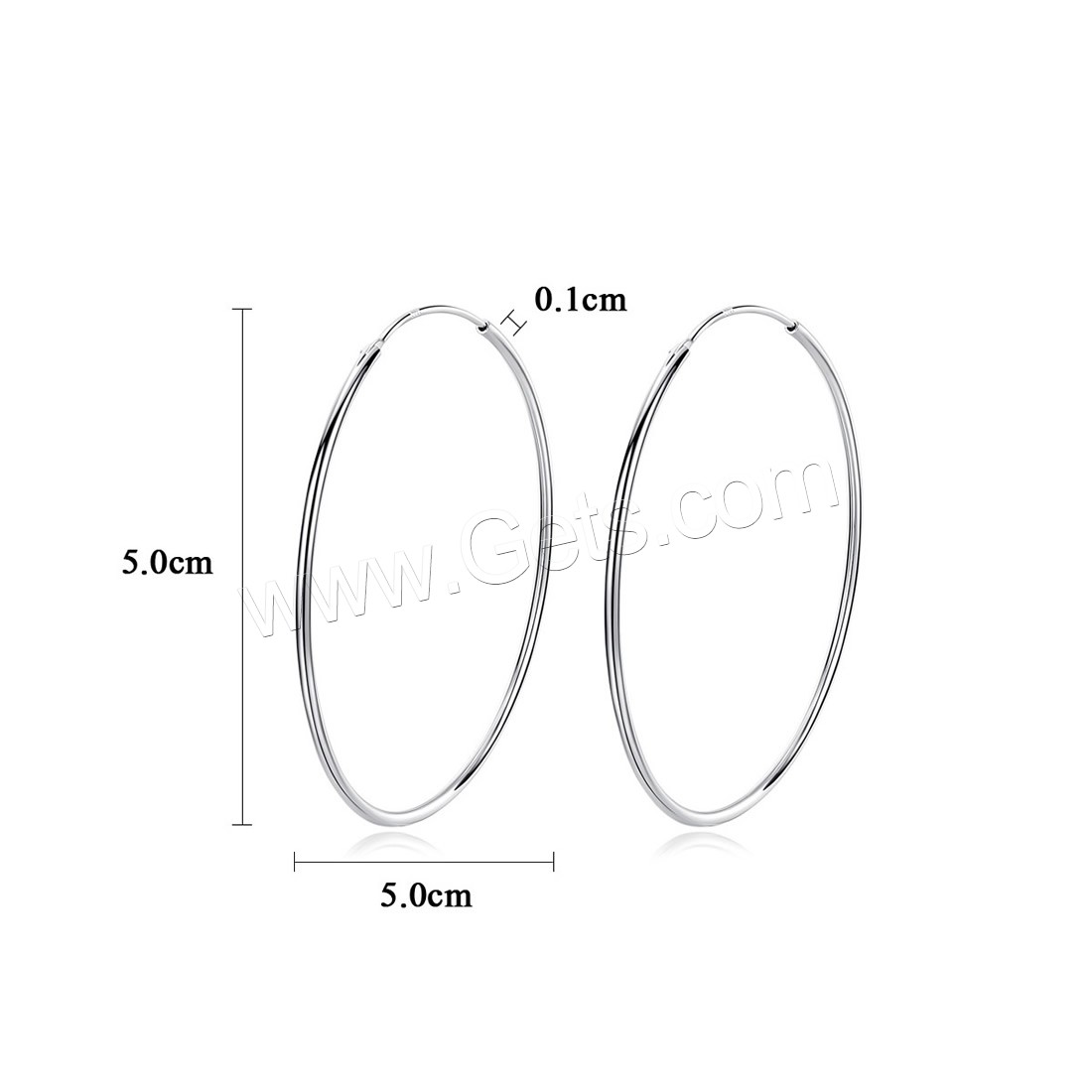 Messing Hoop Ohrringe, Kreisring, platiniert, verschiedene Größen vorhanden & für Frau, frei von Nickel, Blei & Kadmium, verkauft von Paar