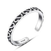 Thailand Sterling Silver Finger Ring, Unisex & adjustable & blacken, 2mm, US Ring 