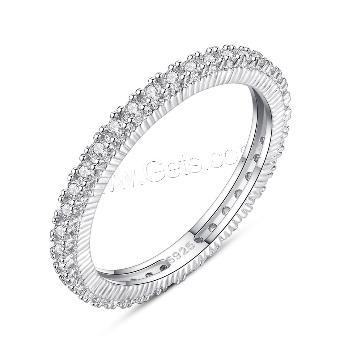 Befestigter Zirkonia Messingring Fingerring, Messing, platiniert, verschiedene Größen vorhanden & Micro pave Zirkonia & für Frau, frei von Nickel, Blei & Kadmium, 2mm, verkauft von PC