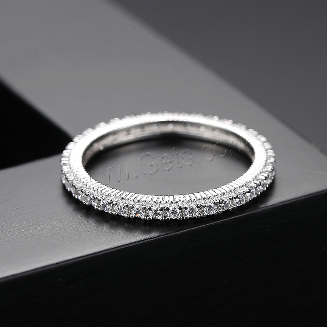 Befestigter Zirkonia Messingring Fingerring, Messing, platiniert, verschiedene Größen vorhanden & Micro pave Zirkonia & für Frau, frei von Nickel, Blei & Kadmium, 2mm, verkauft von PC