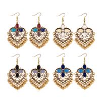 Fashion Fringe Earrings, Zinc Alloy, with Resin, gold color plated, for woman & enamel & hollow 