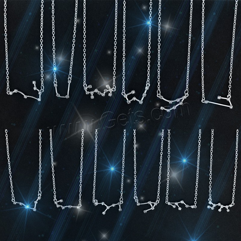 Zinklegierung Zirkonia Halskette, mit Verlängerungskettchen von 1.96inch, plattiert, Konstellation Schmuck & Oval-Kette & verschiedene Stile für Wahl & für Frau & mit kubischem Zirkonia, Länge:ca. 19.29 ZollInch, verkauft von Strang