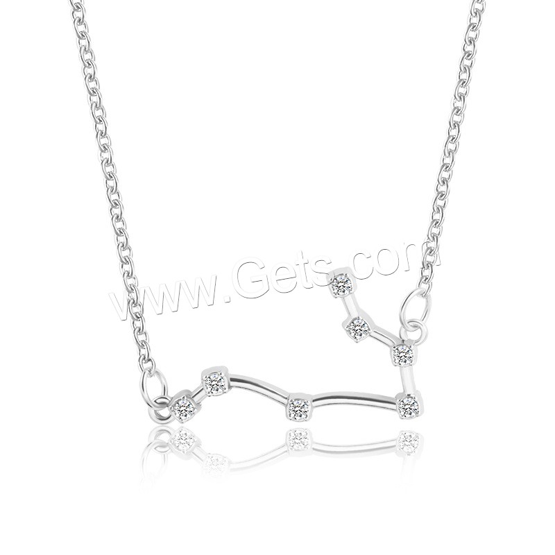 Zinklegierung Zirkonia Halskette, mit Verlängerungskettchen von 1.96inch, plattiert, Konstellation Schmuck & Oval-Kette & verschiedene Stile für Wahl & für Frau & mit kubischem Zirkonia, Länge:ca. 19.29 ZollInch, verkauft von Strang