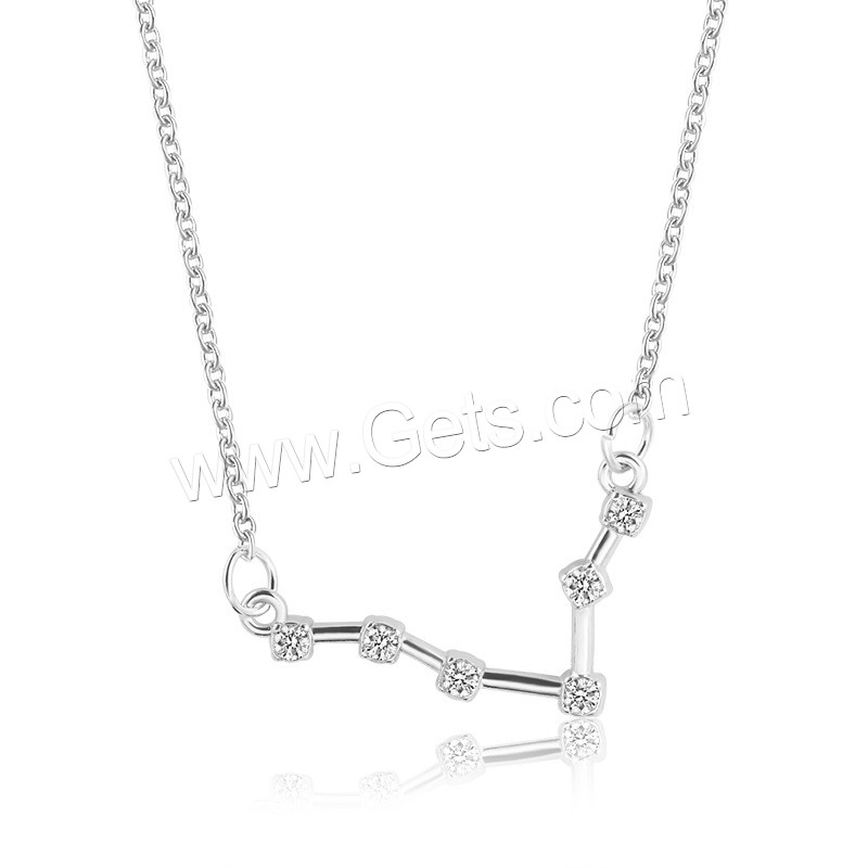 Zinklegierung Zirkonia Halskette, mit Verlängerungskettchen von 1.96inch, plattiert, Konstellation Schmuck & Oval-Kette & verschiedene Stile für Wahl & für Frau & mit kubischem Zirkonia, Länge:ca. 19.29 ZollInch, verkauft von Strang