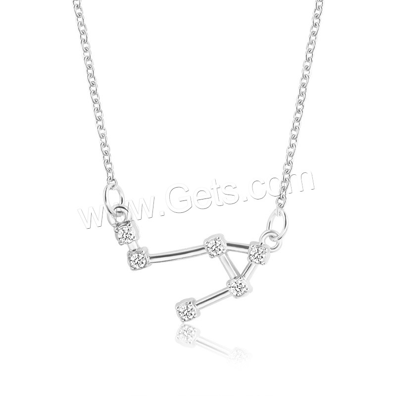 Zinklegierung Zirkonia Halskette, mit Verlängerungskettchen von 1.96inch, plattiert, Konstellation Schmuck & Oval-Kette & verschiedene Stile für Wahl & für Frau & mit kubischem Zirkonia, Länge:ca. 19.29 ZollInch, verkauft von Strang