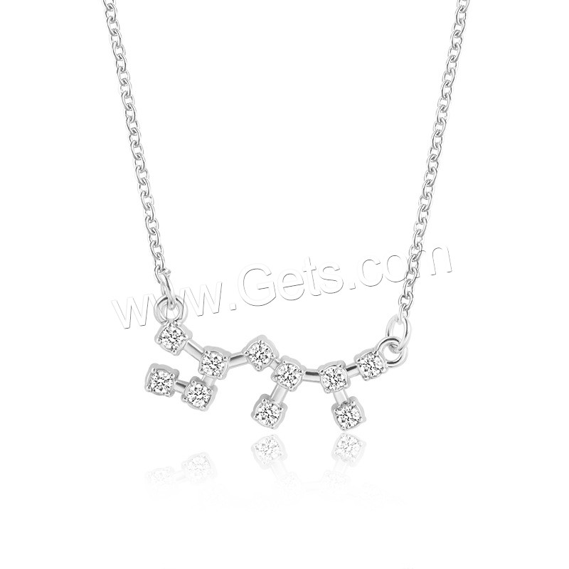 Zinklegierung Zirkonia Halskette, mit Verlängerungskettchen von 1.96inch, plattiert, Konstellation Schmuck & Oval-Kette & verschiedene Stile für Wahl & für Frau & mit kubischem Zirkonia, Länge:ca. 19.29 ZollInch, verkauft von Strang