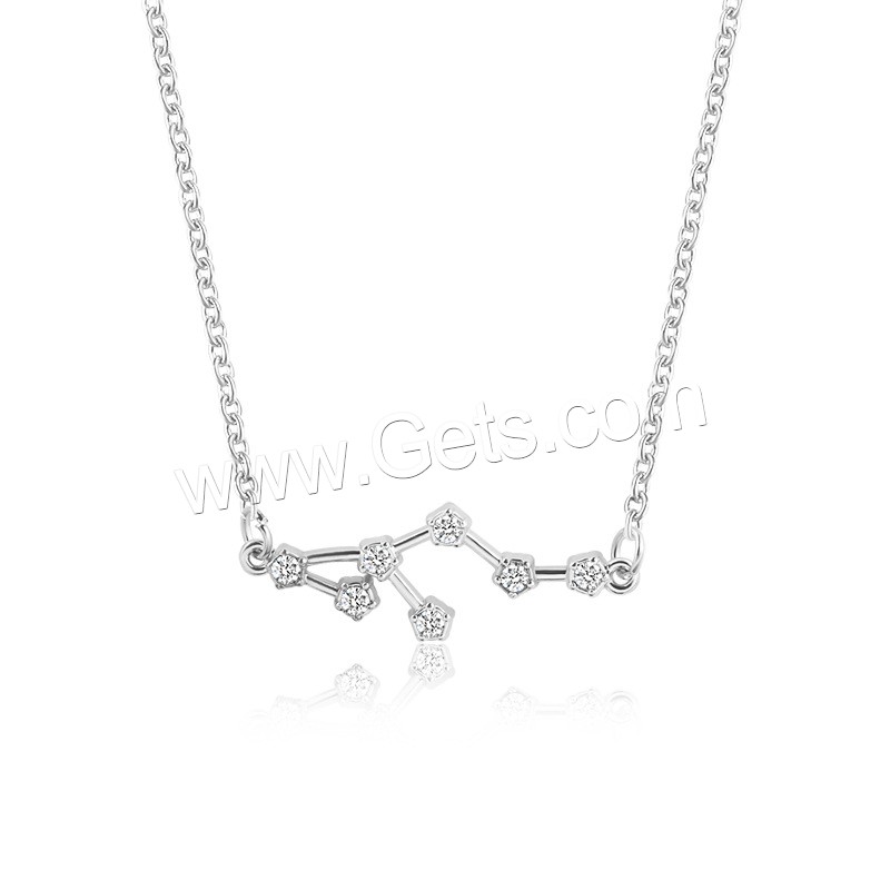 Zinklegierung Zirkonia Halskette, mit Verlängerungskettchen von 1.96inch, plattiert, Konstellation Schmuck & Oval-Kette & verschiedene Stile für Wahl & für Frau & mit kubischem Zirkonia, Länge:ca. 19.29 ZollInch, verkauft von Strang