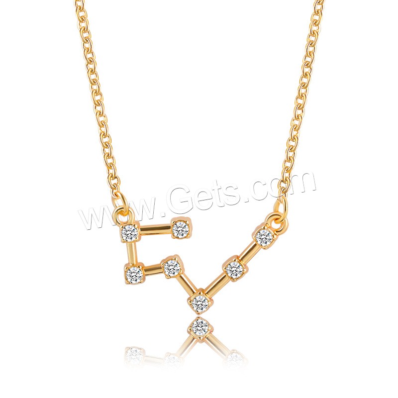 Zinklegierung Zirkonia Halskette, mit Verlängerungskettchen von 1.96inch, plattiert, Konstellation Schmuck & Oval-Kette & verschiedene Stile für Wahl & für Frau & mit kubischem Zirkonia, Länge:ca. 19.29 ZollInch, verkauft von Strang