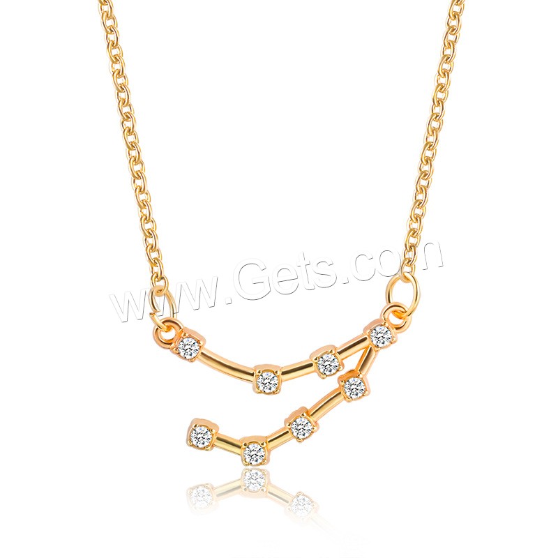 Zinklegierung Zirkonia Halskette, mit Verlängerungskettchen von 1.96inch, plattiert, Konstellation Schmuck & Oval-Kette & verschiedene Stile für Wahl & für Frau & mit kubischem Zirkonia, Länge:ca. 19.29 ZollInch, verkauft von Strang