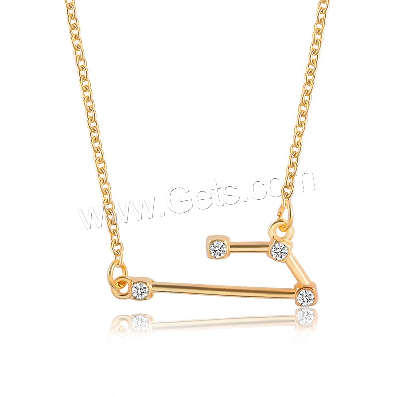 Zinklegierung Zirkonia Halskette, mit Verlängerungskettchen von 1.96inch, plattiert, Konstellation Schmuck & Oval-Kette & verschiedene Stile für Wahl & für Frau & mit kubischem Zirkonia, Länge:ca. 19.29 ZollInch, verkauft von Strang