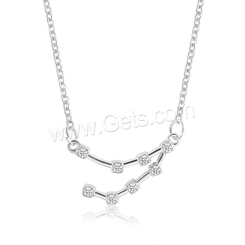 Zinklegierung Zirkonia Halskette, mit Verlängerungskettchen von 1.96inch, plattiert, Konstellation Schmuck & Oval-Kette & verschiedene Stile für Wahl & für Frau & mit kubischem Zirkonia, Länge:ca. 19.29 ZollInch, verkauft von Strang