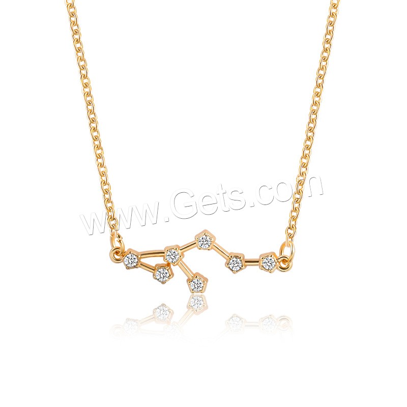 Zinklegierung Zirkonia Halskette, mit Verlängerungskettchen von 1.96inch, plattiert, Konstellation Schmuck & Oval-Kette & verschiedene Stile für Wahl & für Frau & mit kubischem Zirkonia, Länge:ca. 19.29 ZollInch, verkauft von Strang