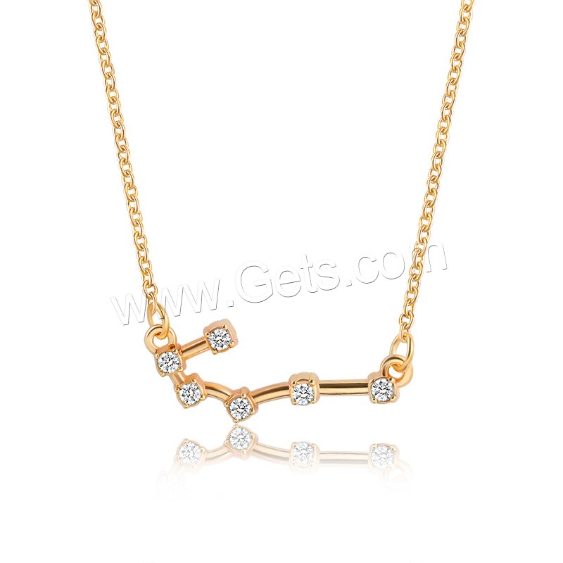 Zinklegierung Zirkonia Halskette, mit Verlängerungskettchen von 1.96inch, plattiert, Konstellation Schmuck & Oval-Kette & verschiedene Stile für Wahl & für Frau & mit kubischem Zirkonia, Länge:ca. 19.29 ZollInch, verkauft von Strang