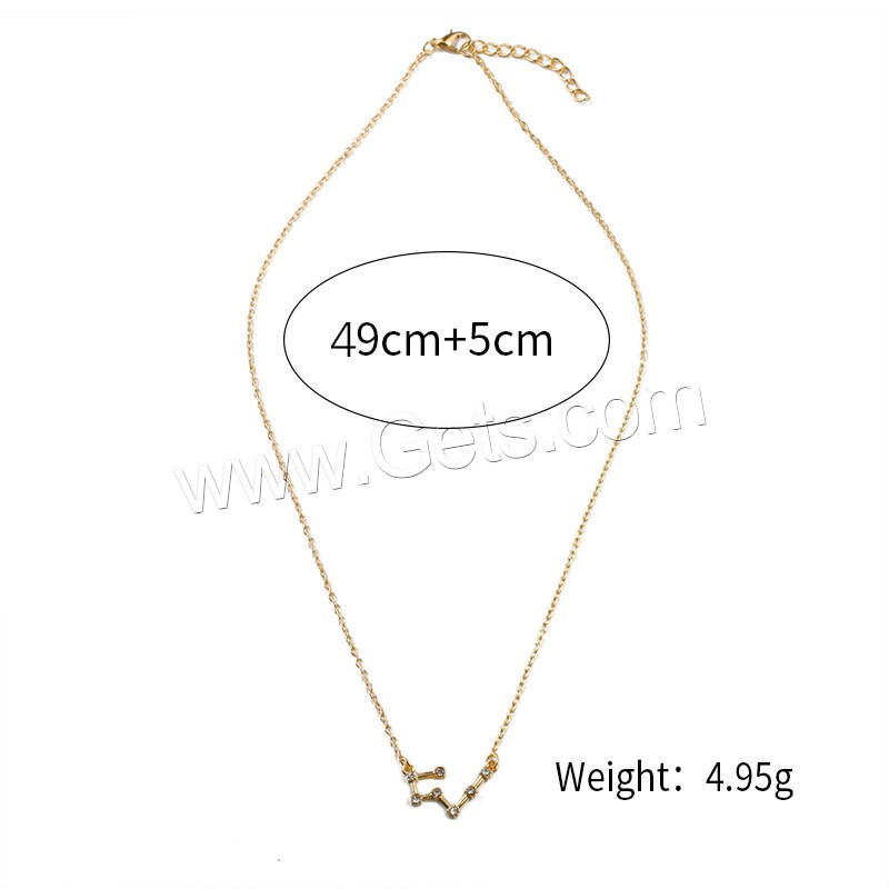 Zinklegierung Zirkonia Halskette, mit Verlängerungskettchen von 1.96inch, plattiert, Konstellation Schmuck & Oval-Kette & verschiedene Stile für Wahl & für Frau & mit kubischem Zirkonia, Länge:ca. 19.29 ZollInch, verkauft von Strang