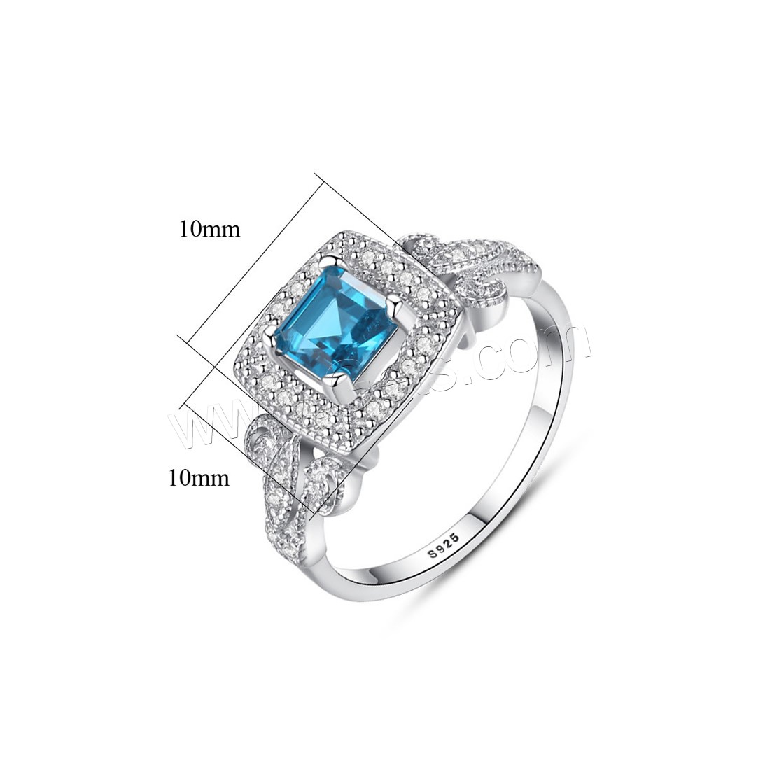 laiton bague, avec Cristal autrichien, Plaqué de platine, normes différentes pour le choix & pavé de micro zircon & pour femme & facettes, protéger l'environnement, sans nickel, plomb et cadmium, 10x10mm, Vendu par PC