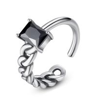 Anillo de dedo de plata de rey de Tailandia, ajustable & para mujer & con circonia cúbica & ennegrezca, más colores para la opción, 8x6mm, tamaño:6-8, Vendido por UD