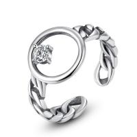 Anillo de dedo de plata de rey de Tailandia, metal, chapado en platina real, ajustable & para mujer & con circonia cúbica, 10.5mm, tamaño:6-8, Vendido por UD