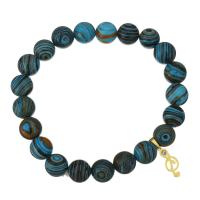 Malachite bracelet, avec acier inoxydable, note de musique, Placage de couleur d'or, bracelet à breloques & pour femme & avec strass 10mm Environ 8 pouce, Vendu par brin