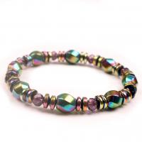 hematita magnética Pulsera, con Cristal, chapado en colorido, para mujer & facetas, más colores para la opción, 8mm, longitud:aproximado 7.2-7.5 Inch, Vendido por Sarta