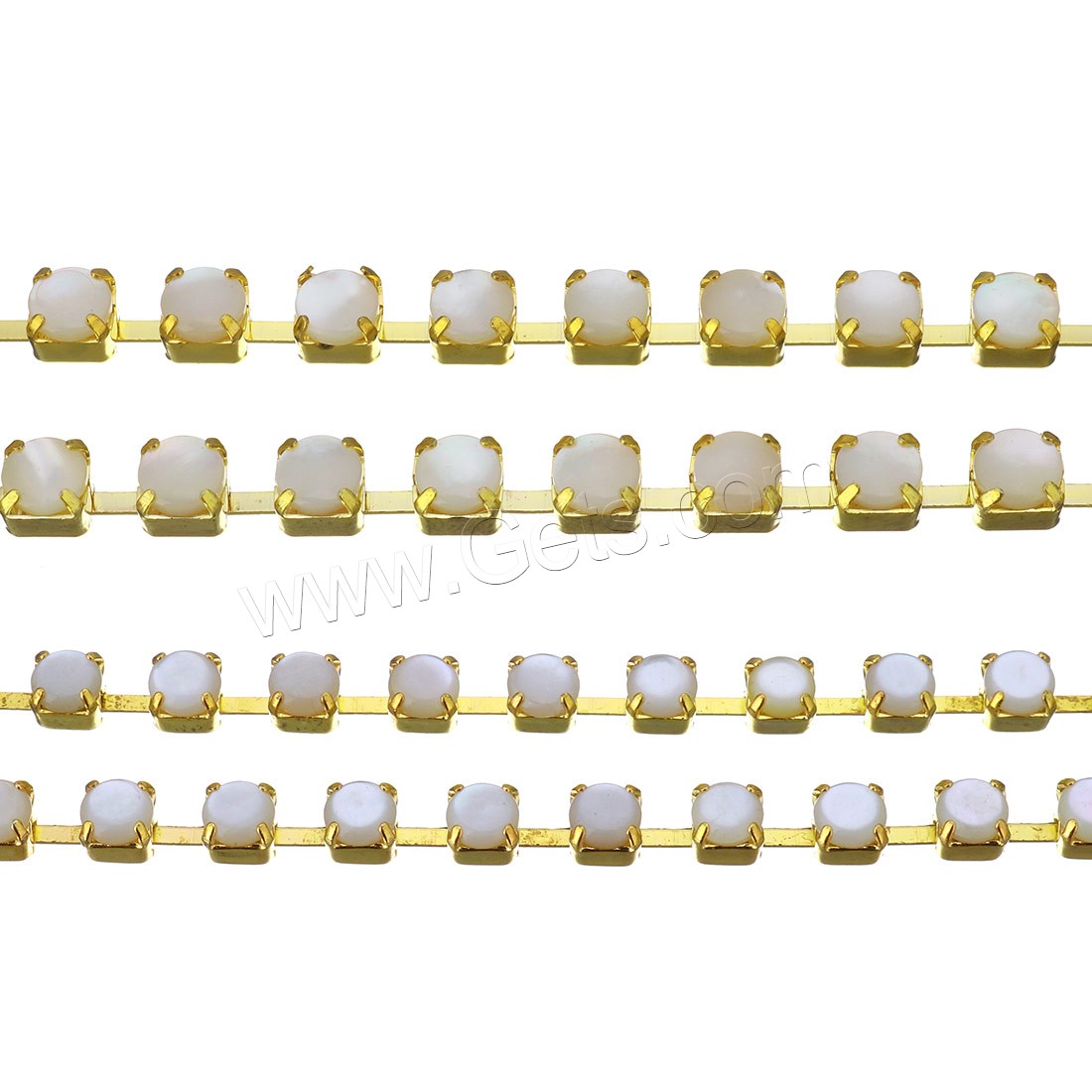 Stainless Steel Chain Necklace, with White Shell, gold color plated, different size for choice, Sold By Strand