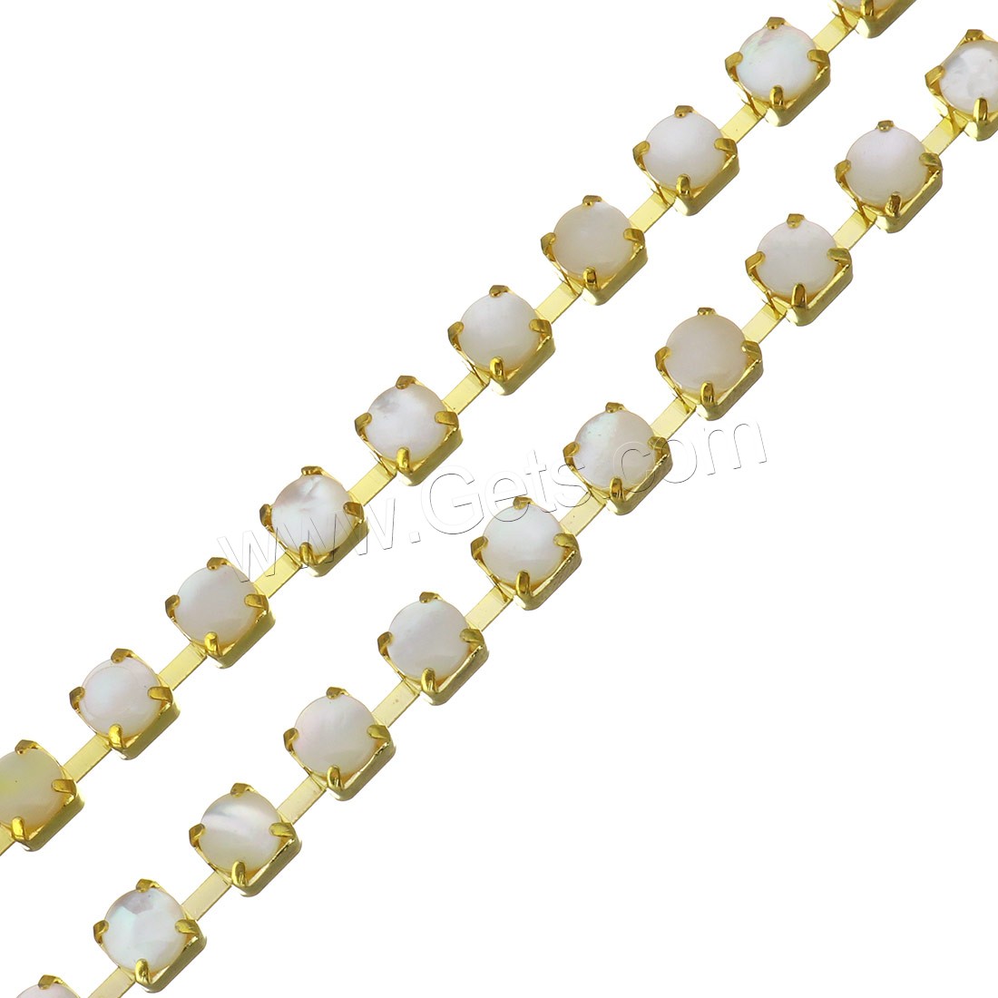 Stainless Steel Chain Necklace, with White Shell, gold color plated, different size for choice, Sold By Strand