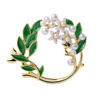 laiton broche, avec coquille de mer du sud, Plaqué d'or 24K, pour femme & émail Vendu par PC