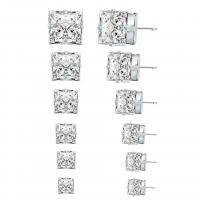 Zinklegierung Ohrstecker Set, Stud Ohrring, silberfarben plattiert, unisex & mit Strass & gemischt, 4-10mm, 6PaarePärchen/Menge, verkauft von Menge