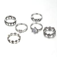 Zinklegierung Ring Set, mit Kristall, antik silberfarben plattiert, unisex & mit Strass & gemischt, Größe:5-6.5, 6PCs/Menge, verkauft von Menge