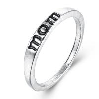 Zinc Alloy Finger Ring, word mom, antique silver color plated & for woman 