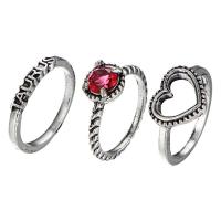 Zinklegierung Ring Set, mit Kristall, antik silberfarben plattiert, für Frau, Größe:5.5-6, 3PCs/Menge, verkauft von Menge