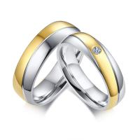 acero inoxidable anillo, chapado, unisexo & diferentes estilos para la opción & para la pareja & con circonia cúbica, Vendido por UD