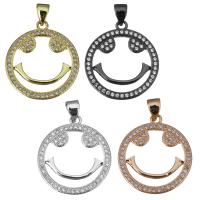 Cubique Pendentif en laiton zircon pavent, Visage de sourire, Placage, pavé de micro zircon, plus de couleurs à choisir Environ Vendu par PC