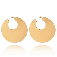 Pendientes de Perno de Aleación de Zinc, acero inoxidable aguja de pendiente, chapado en color dorado, para mujer, libre de plomo & cadmio, 75mm, Vendido por Par