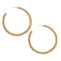 clou d'oreille en alliage zinc, alliage de zinc, acier inoxydable puce boucle d'oreille, Placage de couleur d'or, pour femme, sans plomb et cadmium, 53mm, Vendu par paire