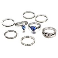 Zinklegierung Ring Set, Fingerring, antik silberfarben plattiert, unisex & mit Strass & gemischt & Schwärzen, 16mm, 20mm, 23mm, Größe:5-6.5, 8PCs/setzen, verkauft von setzen