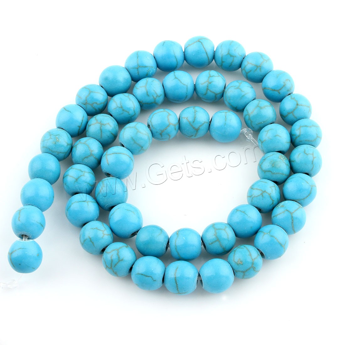 Perles en Turquoise synthétiques, Rond, normes différentes pour le choix, Trou:Environ 1mm, Longueur:Environ 15 pouce, Vendu par brin